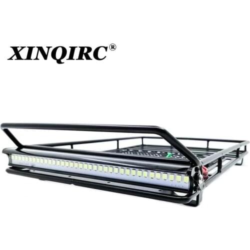 Metal Roof Rack Luggage Carrier with 36 LED Spotlight bar For 1/10 RC Car Trx4 RC4WD Cherokee Wrangler Axial Scx10