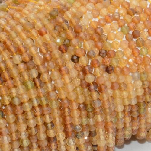 Natural Clean Quality Yellow-Orange Tourmaline Faceted Round Beads 3.3mm
