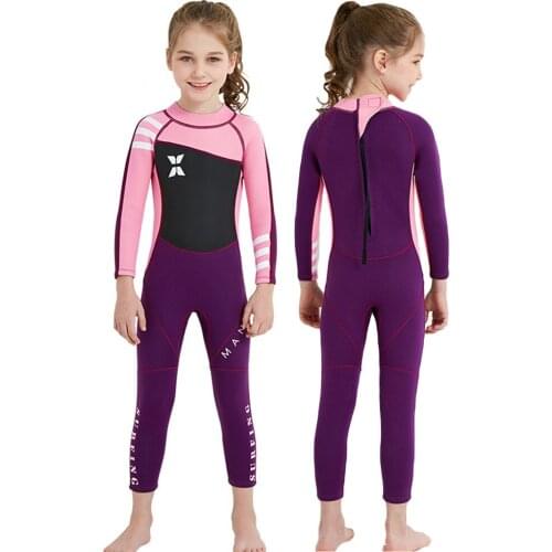 2.5MM Neoprene Girls Wetsuit Surf Children Rash Guard Swimming Windsurf Kitesurf Kids Scuba Diving Clothes Bathing Suit Swimsuit