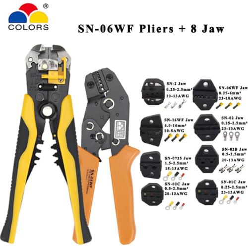 Colors Crimping tools SN-06WF 190mm pliers jaw kit stripping wire cutters pliers for plug/tube/insulation terminals clamp tools