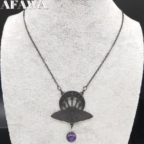 2021 Fashion Stainless Steel Bat Witchcraft Necklace Women Moon Sun Silver Color Necklaces Pendants Jewerly collar mujer N19765