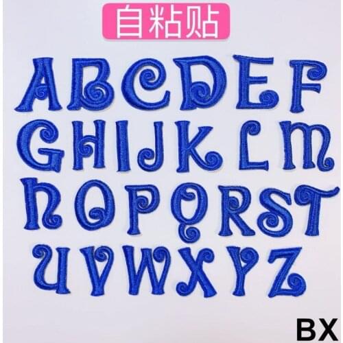 Stick On 10 Pcs Blue Alphabet Embroidered Patches Sew On Motif Applique Hat Bag Shoe Kids Name Decor Repair Diy Accessory