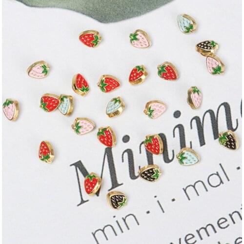 20Pcs 5mm Metal Lovely Tiny Strawberry Button Buckle for DIY Doll Clothes Decoration Buckles Doll Clothing Sewing Supplies