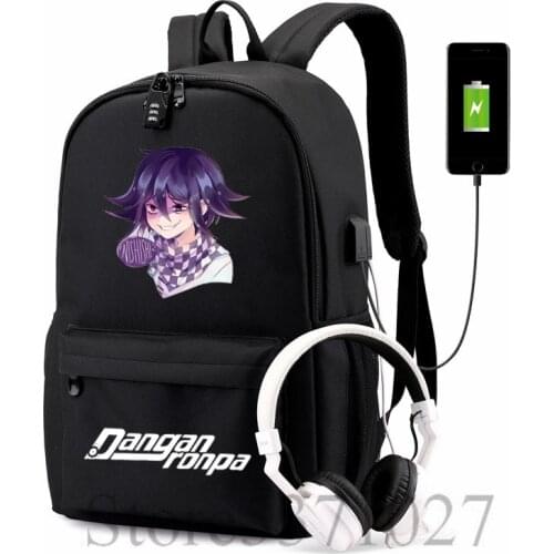 Danganronpa Ouma Kokichi USB Charge Backpack For Teenagers Quality School Bags Men Women Travel Bag Laptop Students Mochilas