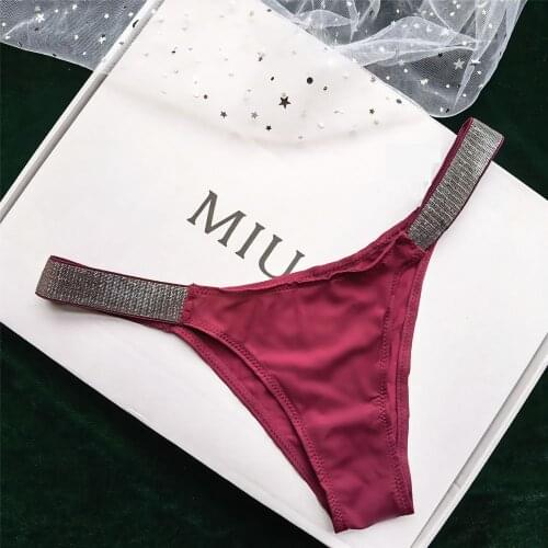 Sexy Rhinestones Low Waist Panties Women G String Brand Design Intimates Underwear Cotton Comfort Seamless Briefs Lingerie