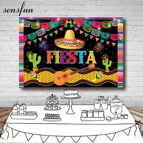 Sensfun Birthday Party Photography Background Mexican Fiesta Theme Birthday Banner Photo Backdrop Party Event Decor Supplier