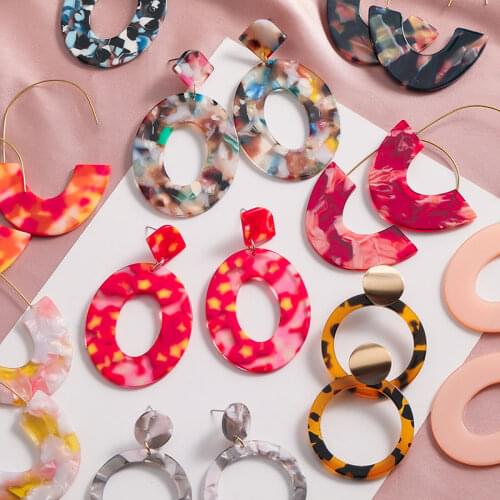 Geometric Acrylic Fashion Statement Drop Earrings For Women Vintage Resin Oval Round Dangle Earring 2020 Brincos Wedding Jewelry