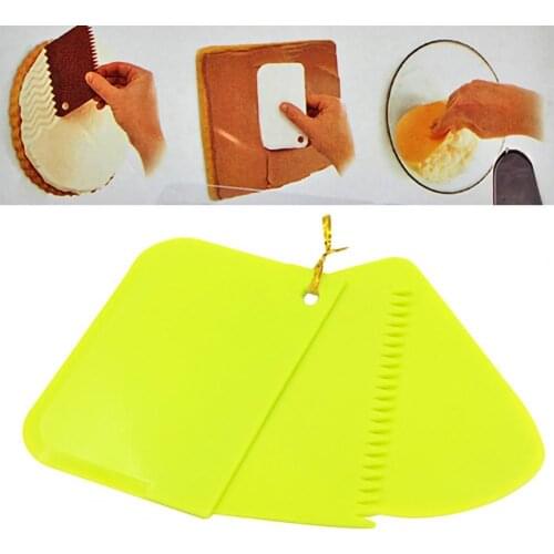 3PCS Cream Scraper Irregular Teeth Edge Spatulas Cake Baking Scraper Fondant Cake Slicer Pastry Cutters Tools DIY Decorating