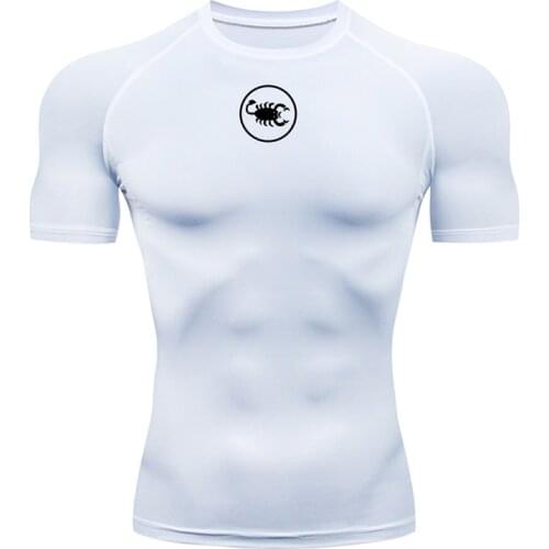 High Quality Compression Men T-Shirt Gym Fitness Short Sleeve Running Workout Training MMA Rashguard Tight Top Sport T-shirt Men