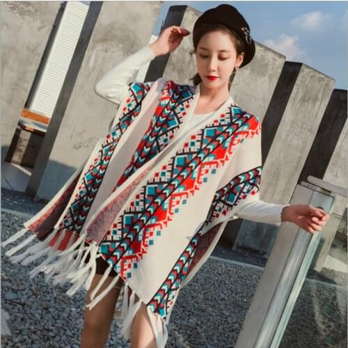 Beautiful Mood Travel Autumn Winter Women Shawl Cloak 180cm*100cm 350g Knitted Tassel Keep Warm Scarf Female Poncho Pashmina
