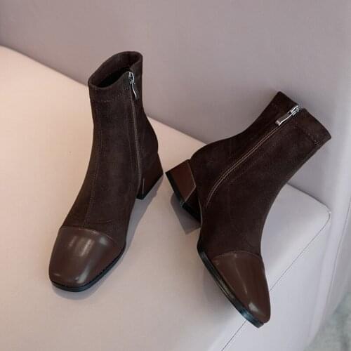 2021 Women Ankle Boots Shoes Woman Zip Boots Sexy 3.5cm High Heels Ankle Boots Female Shoes Booties