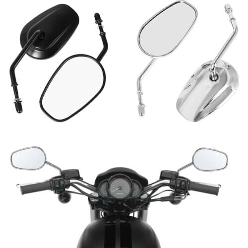 1 Pair Motorcycle Rearview Side Mirrors Black Aluminum For Harley Road King Touring XL883 SPORTSTER Fatboy Softail BStreet Glide