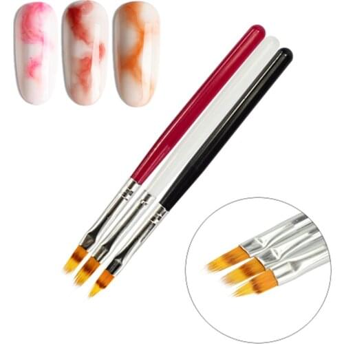 1pcs Nail Brush Pen UV Gel Gradient Bloom Nail Art Painting Wood Handle Nylon Hair Black White Red Draw Manicure Nail Tool