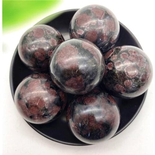1PC Natural Garnet and Astrophylite Flash Sphere Crystal Ball Quartz Crystal Healing for Home Decoration Gifts