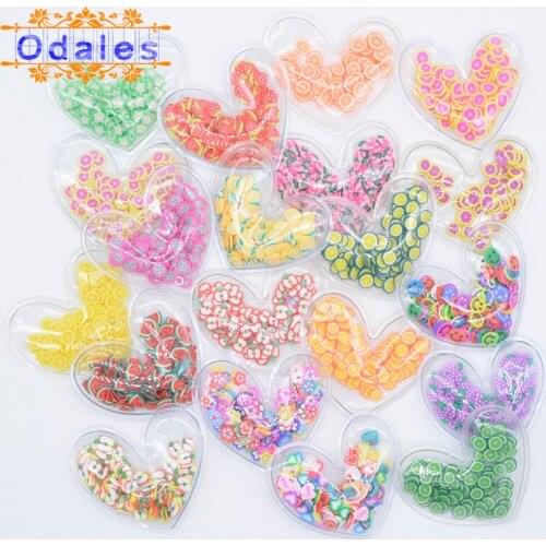 10Pcs/lots Shake Sequins Heart Appliques Baby Girls Hairclips Accessories Fruit Slices Addition Colorful Mixed Clay Patches