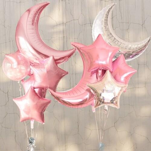 18inch large moon heart start foil helium balloon Classic Toys kids birthday party wedding decoration supplies big moon balloons