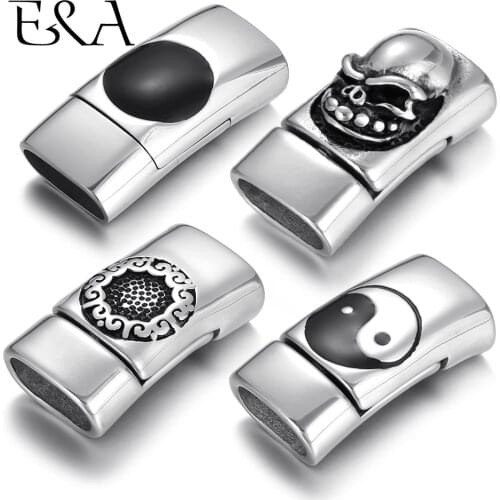 2Pieces Stainless Steel Magnetic Clasp Hole 12*6mm Flat Leather Cord Clasps Magnet Buckle Bracelet Connectors DIY Jewelry Making