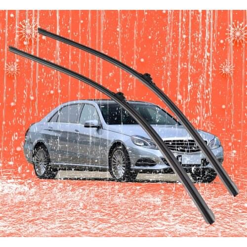 2 pcs Front Windshield Bracketless Wiper Blades Set 24"+24" for Mercedes-Benz E260 E250 E300 E350 E400 E550 E63
