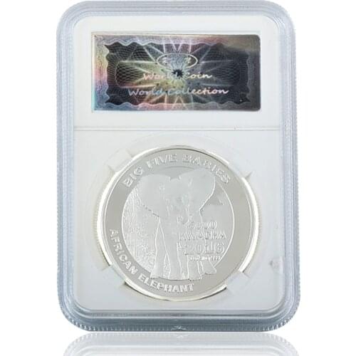 2016 African Zambia Endangered Wildlife Elephant Commemorative Coin Challenge Coins W/ Acrylic Case