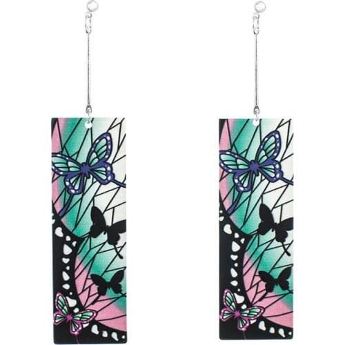2021 New Acrylic Anime Demon Slayer Kochou Shinobu Earrings Butterfly Earrings Cosplay Prop 1 Pair Earrings Cosplay Accessores