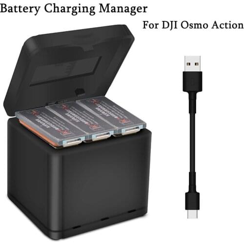 3 IN 1 Smart Battery Fast Charging Manager Case Steward Parallel Hub Extension Box Charging Same Time for DJI Osmo Action Camera
