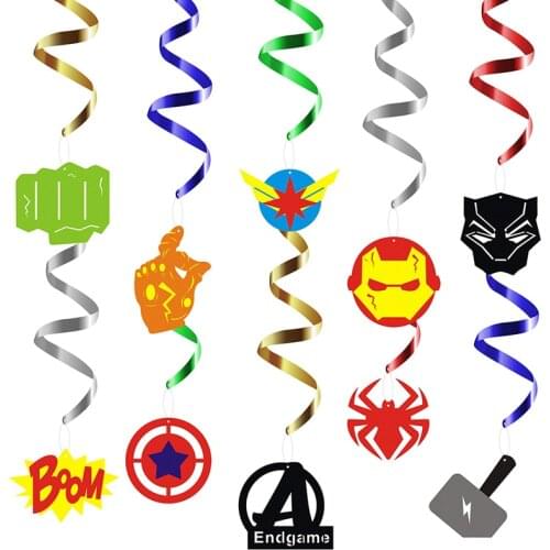 30Pcs Superhero Hanging Swirl Decor Whirls Glitter Foil Ceiling Streamers Party Supplies Decoration Best for Kids Birthday Party