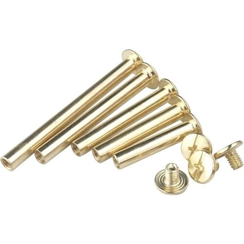 50PCS/lot M5*5/6/8/10/12/15/16/18-100MM Brass Plated Chicago Screw Stud Rivet Belt Strap Fastener Rivet Assembling Bolt
