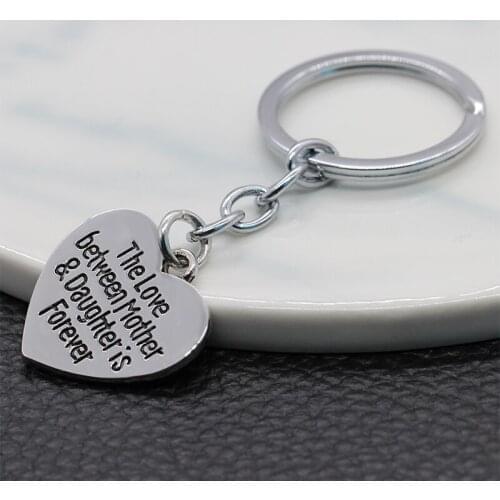 The Love Between Mother and Daughter Is Forever Engraved Letters Pendant Keychain