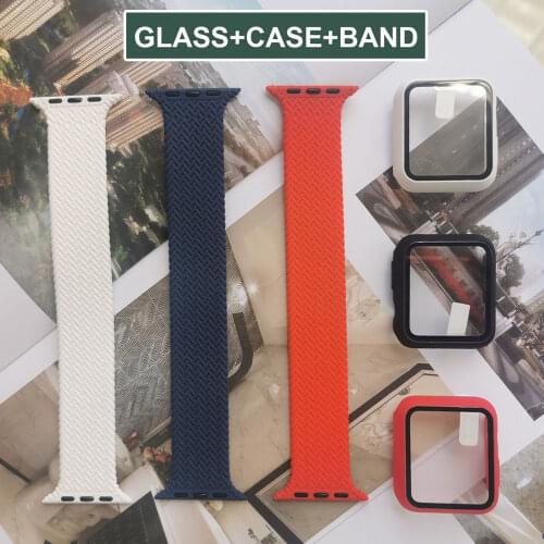 Case+Strap For Apple Watch Band 44mm 42mm Solo Loop Braided Veins Bracelet With Protector Screen For iWatch Series 6 5 4 3 SE