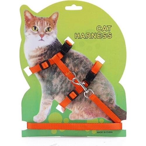 By dhl 100pcs Cat Harness And Leash Nylon Products For Animals Adjustable Pet Traction Harness Belt Cat Kitten Halter Collar