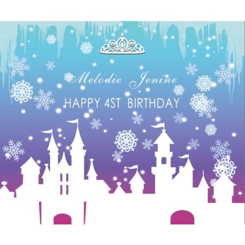 Custom Frozen Snowflakes Castle Crown background polyester or Vinyl cloth High quality Computer print birthday backdrop