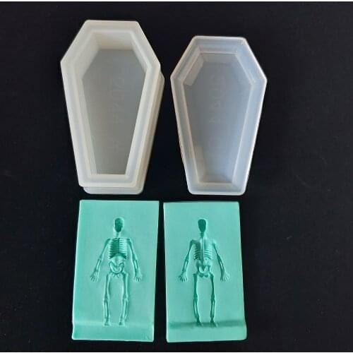Fondant Mould Halloween Soap Molds Gypsum Chocolate Candle Candy Silicone Mold Coffin Skeleton Clay Resin QT0191 PRZY Silicone