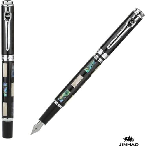 Jinhao 8802 High Quality Shell Carving Fountain Pen 0.5mm Nib Luxury Silver Clip Metal Ink Pens Christmas Gift Free Shipping