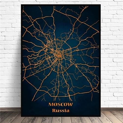 City map Moscow Canvas Painting Wall Art Pictures Prints Home Decor Wall Poster Decoration For Living Room