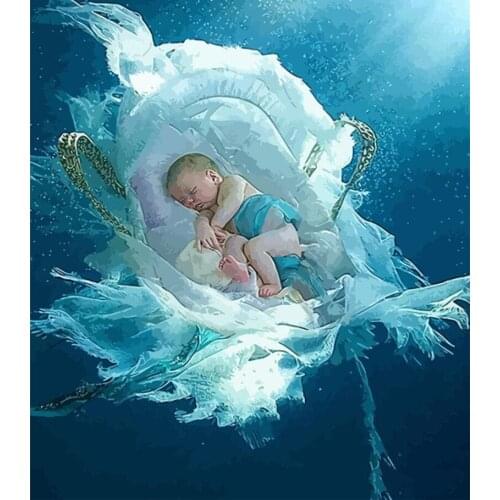 CraftArtGo Painting By Numbers Lovely baby asleep On Canvas HandPainted Gift Picture By Number Waterfall Kits Home Decoration