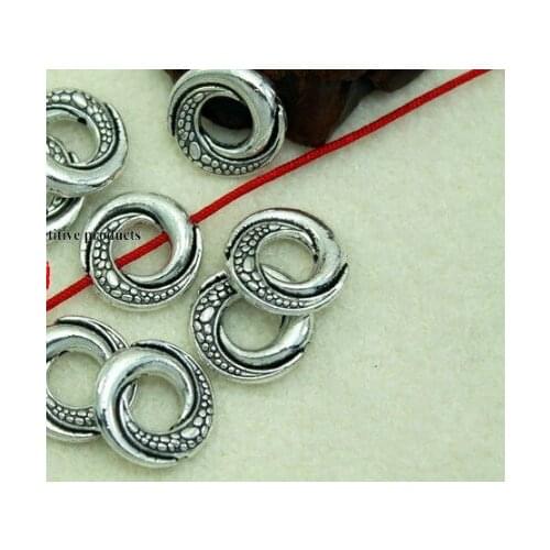 10pcs/lot Tibetan Silver spacer Circle Bead Spacer Beads Connectors for DIY Jewelry Making bracelet fg4s
