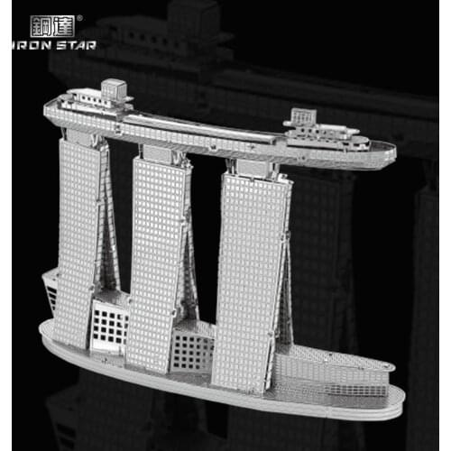 Iron Star B21131 3D Metal Jigsaw Puzzle Model Kit Marina Bay Sands Assembly Model Building Kits For Adults DIY 8.6x2x6.4CM
