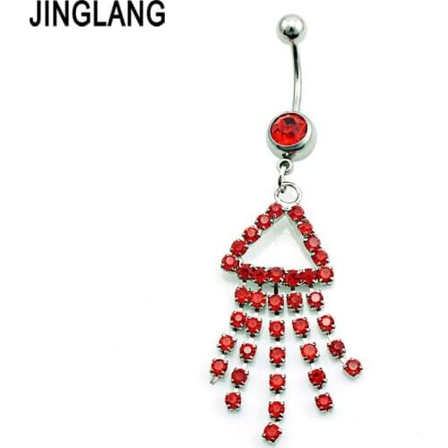 Fashion Fake Belly Button Rings 316L Stainless Steel Dangle Rhinestone Navel Body Piercing Jewelry