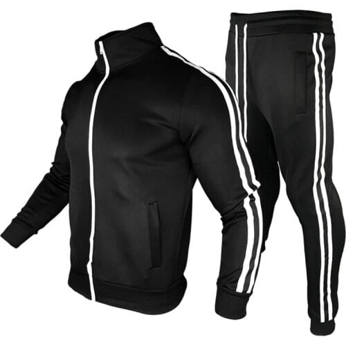 Winter warm Tracksuits Men Gyms Mens Set Outfit Sportswear Fitness Mens striped two pieces sets Male hoodies Sweat Suit