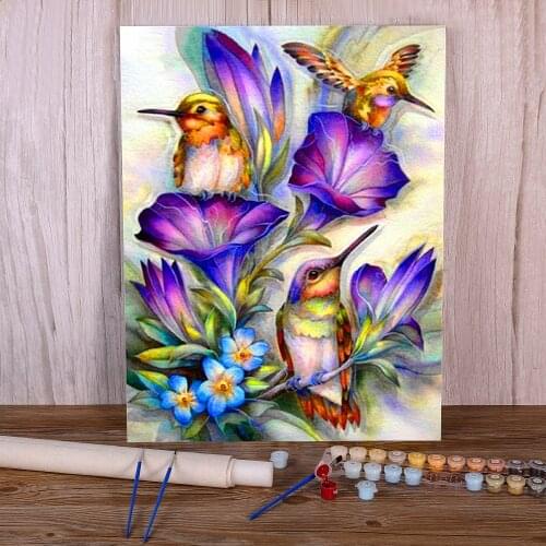 Cartoon Flowers Rose Sunflower Coloring By Numbers Painting Complete Kit Acrylic Paints 40*50 Canvas Painting Handicraft