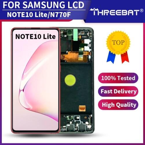 NEW Super AMOLED For Samsung Galaxy Note 10 lite Lcd N770F with Frame Display Touch Screen Digitizer For note10 lite LCD