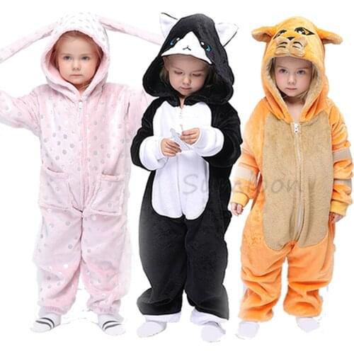 Girls Boys Pajama Kids Jumpsuit Sleepwear Children Animal Flannel Licorne Onesies Baby Unicorn Sleepwear Party Cosplay Costume