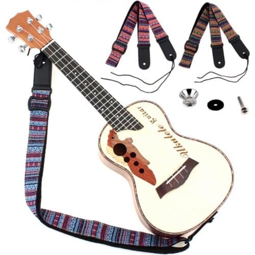 Adjustable 75 - 130cm Ukulele Guitar Strap Cotton Leather Bohemian Style Sling Belt Guitar Strap