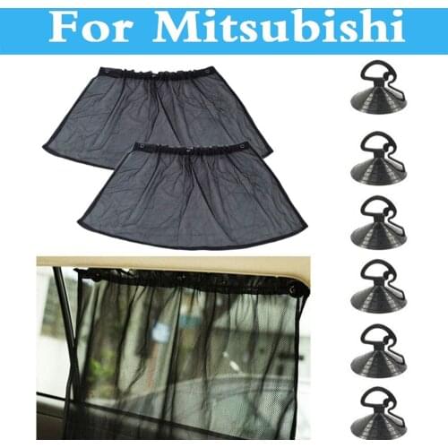 2Pcs Mesh Window Curtains, CarSun Shades Suction Cups For Mitsubishi Mirage Montero Sport Outlander Pajero Mini RVR Space Star
