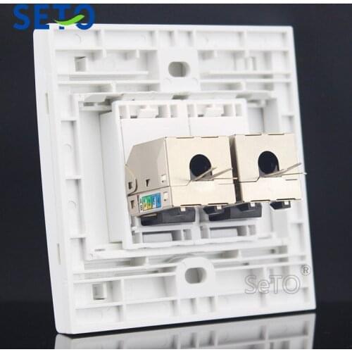 SeTo 86 Type Double Gigabit Shield Network RJ-45 Cat6 Outlet Wall Plate Socket Keystone Faceplate
