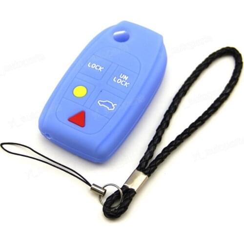 Blue Silicone Case Cover Fit For Volvo XC70 XC90 S40 S60 C40 Remote Flip Folding Key 310BU 5 Buttons
