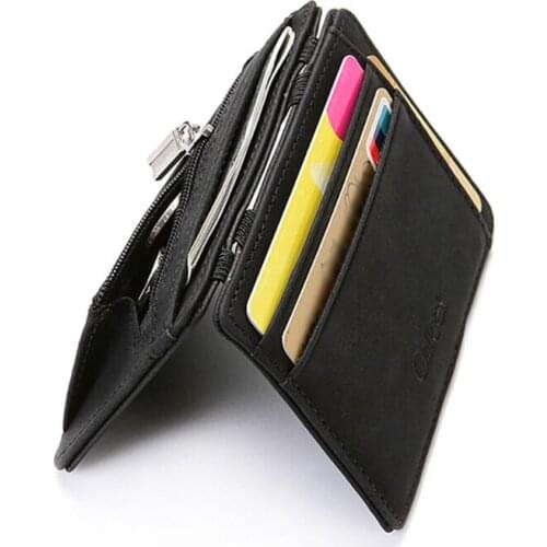 PU Leather Slim Pocket Wallet Magic Money Case Credit Card Holder Coin Purse Organizer for Men Women