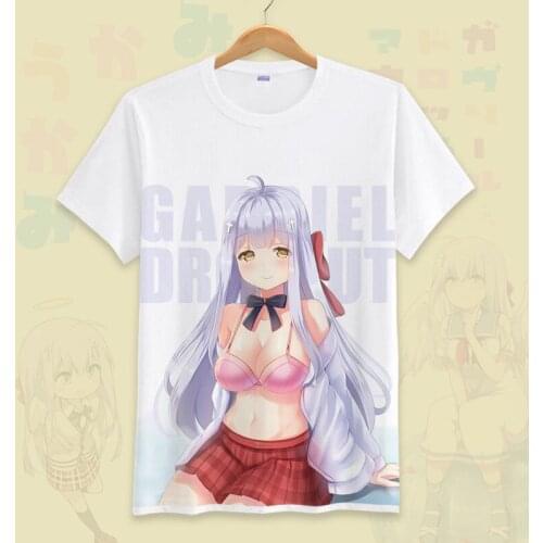 Japanese Anime Gabriel DropOut Cosplay T Shirt Cartoon Tenma Gabriel White 3D Printed Summer T-Shirt Graphic Top Tee Costume