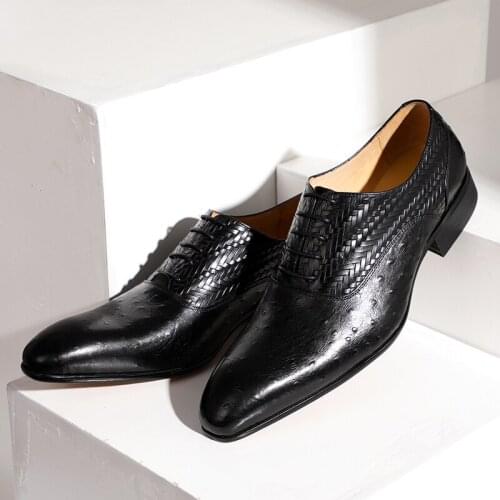 Zapatos para hombre genuine leather braid oxford shoes for men formal business office brown dress coiffeur shoes male crocodile