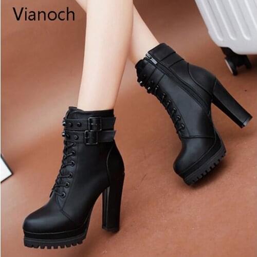 2020 Womens Ankle Boots Sexy Platform Pumps Winter Fur Black Heeled Shoes Lady Fashion New aa0589